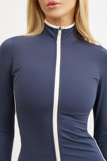 Base Contrast Trim Zip Up Jacket - Midnight Blue/Tofu