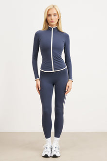 Base Contrast Trim Zip Up Jacket - Midnight Blue/Tofu
