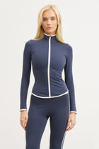 Base Contrast Trim Zip Up Jacket - Midnight Blue/Tofu