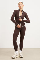 Base Contrast Trim Zip Up Jacket - Carob/Tofu