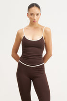 Base Contrast Trim Cami Top - Carob/Tofu