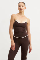 Base Contrast Trim Cami Top - Carob/Tofu