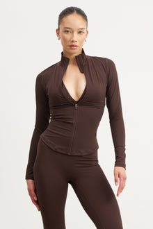 Base Sculpting Zip Up Jacket - Carob