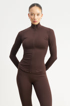 Base Sculpting Zip Up Jacket - Carob