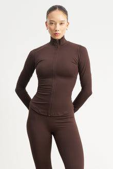 Base Sculpting Zip Up Jacket - Carob