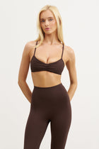 Base Sculpting Skinny Ruched Bra - Carob