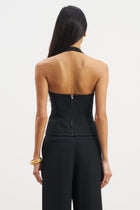 Effortless Tailored Halter Bodice Top - Black