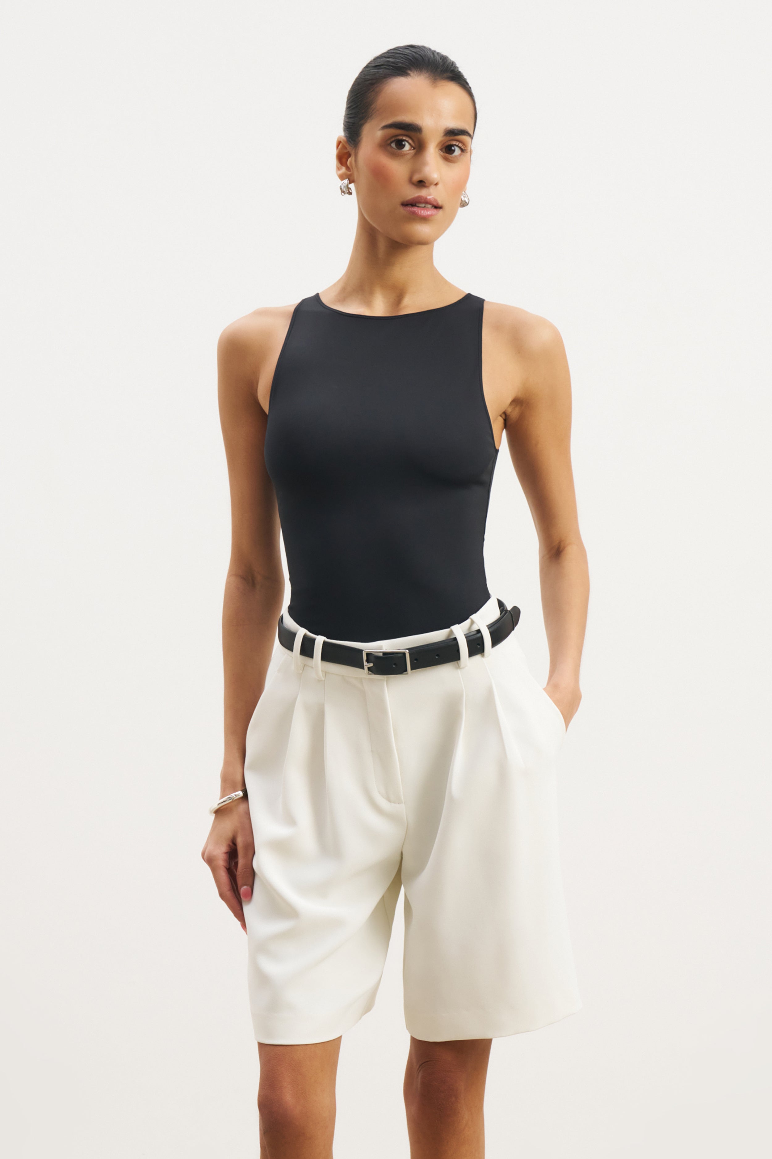 Boat Neck Tank Top - Black