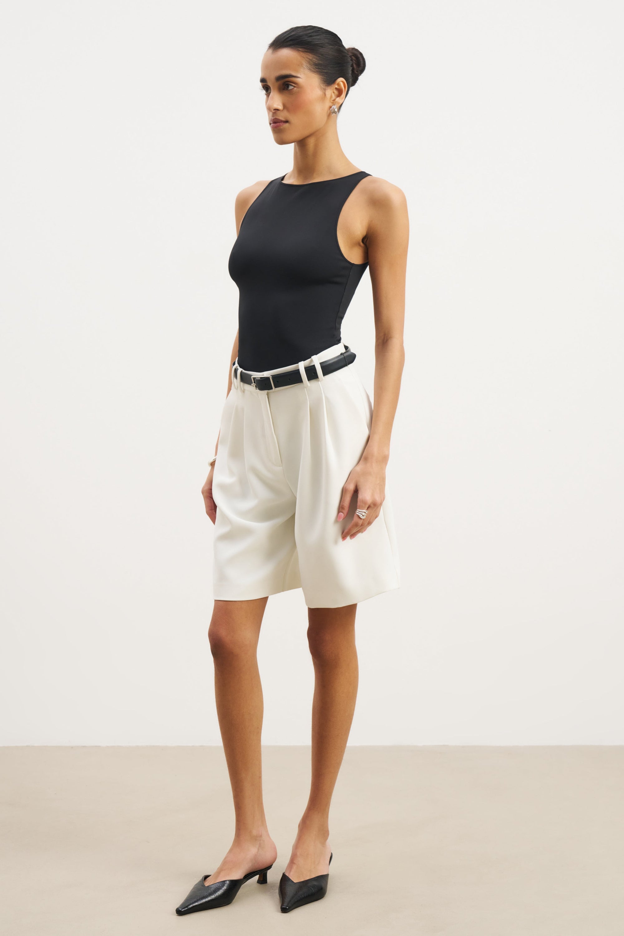 Boat Neck Tank Top - Black