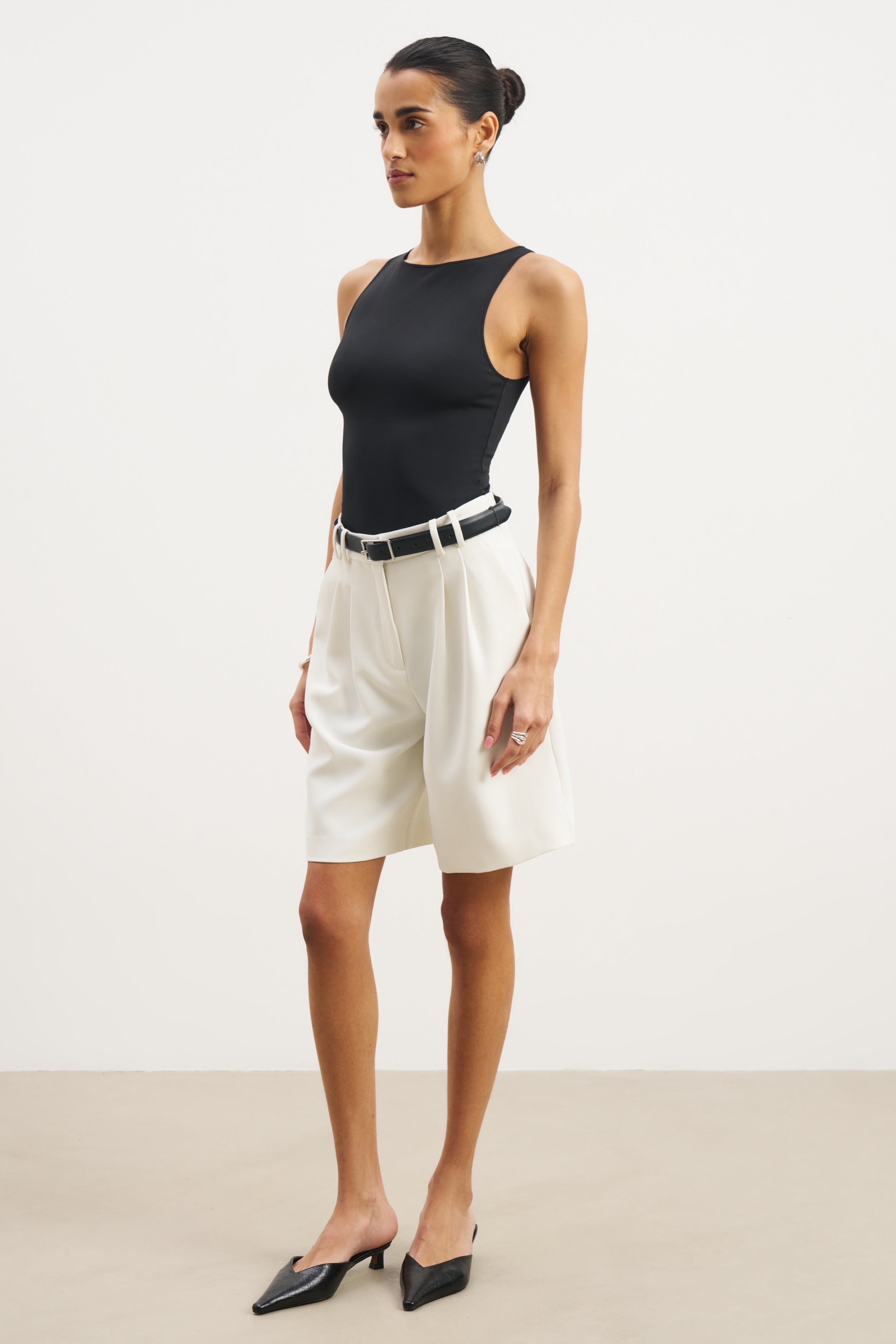 Boat Neck Tank Top - Black