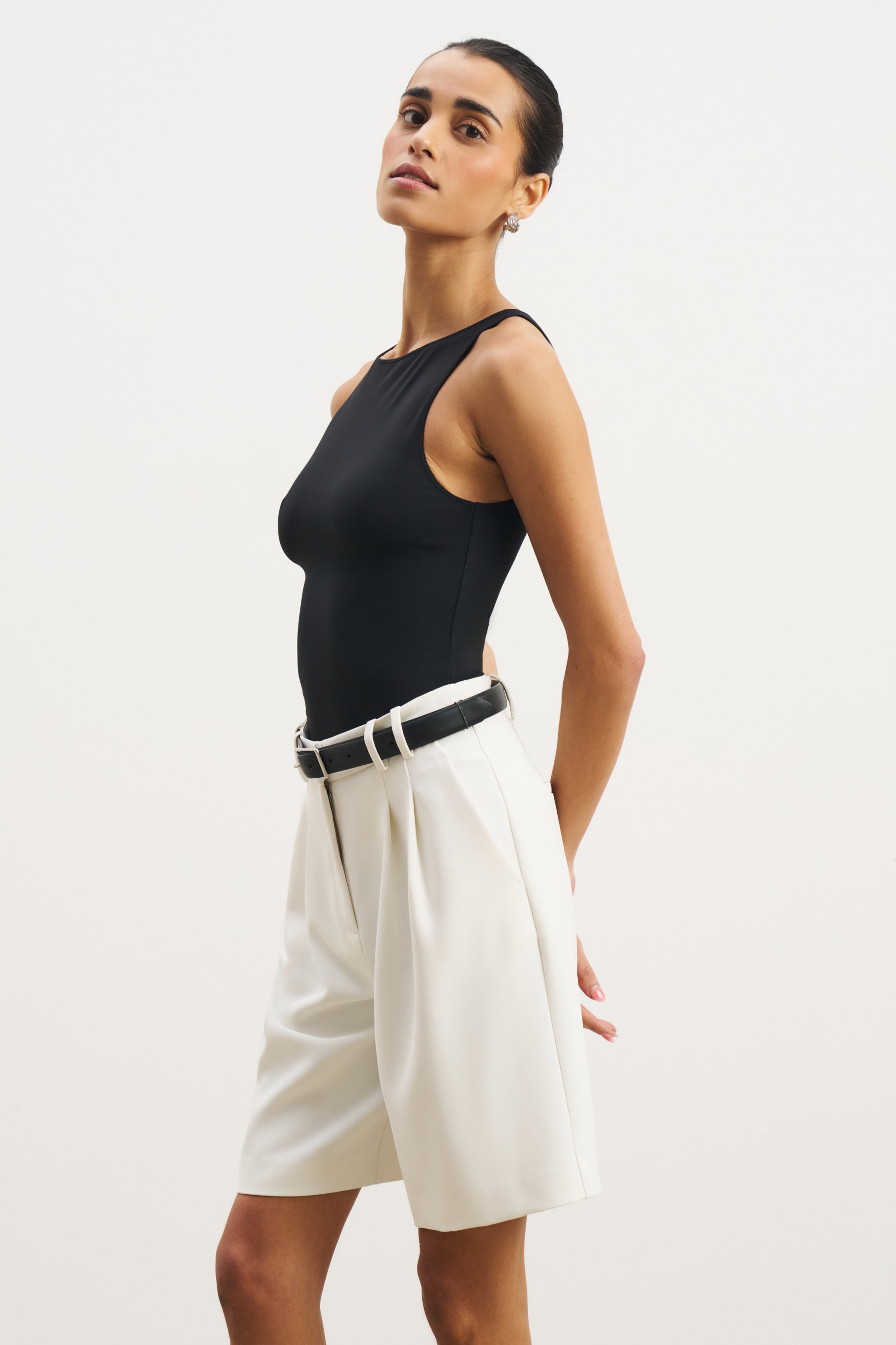 Boat Neck Tank Top - Black