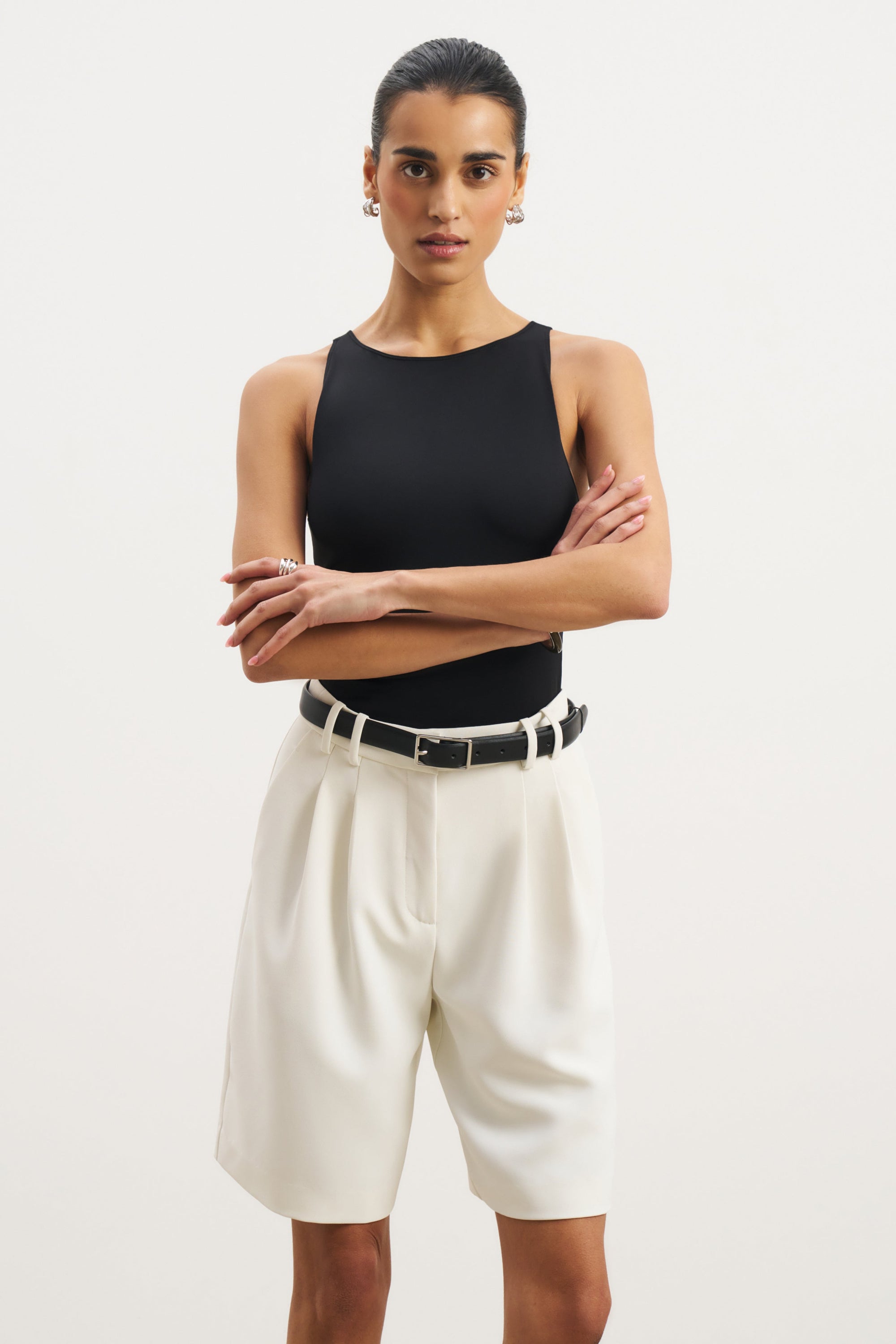 Boat Neck Tank Top - Black