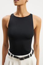 Boat Neck Tank Top - Black