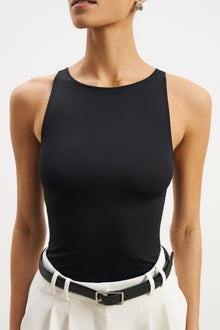 Boat Neck Tank Top - Black