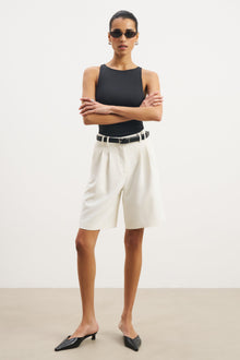 Boat Neck Tank Top - Black