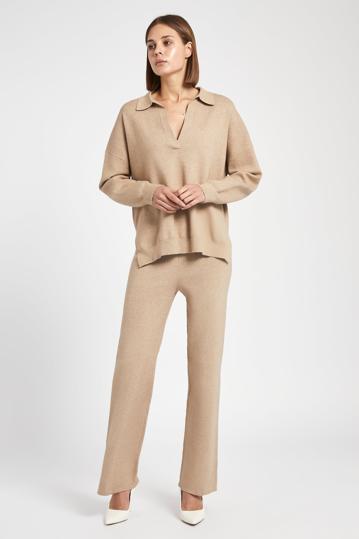 Slouchy Lounge Knit Trousers Birch BOA