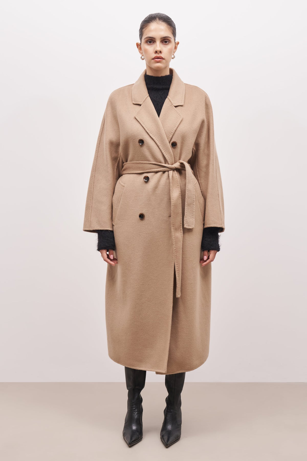 Double Faced Wool Coat With Belt Camel BOA