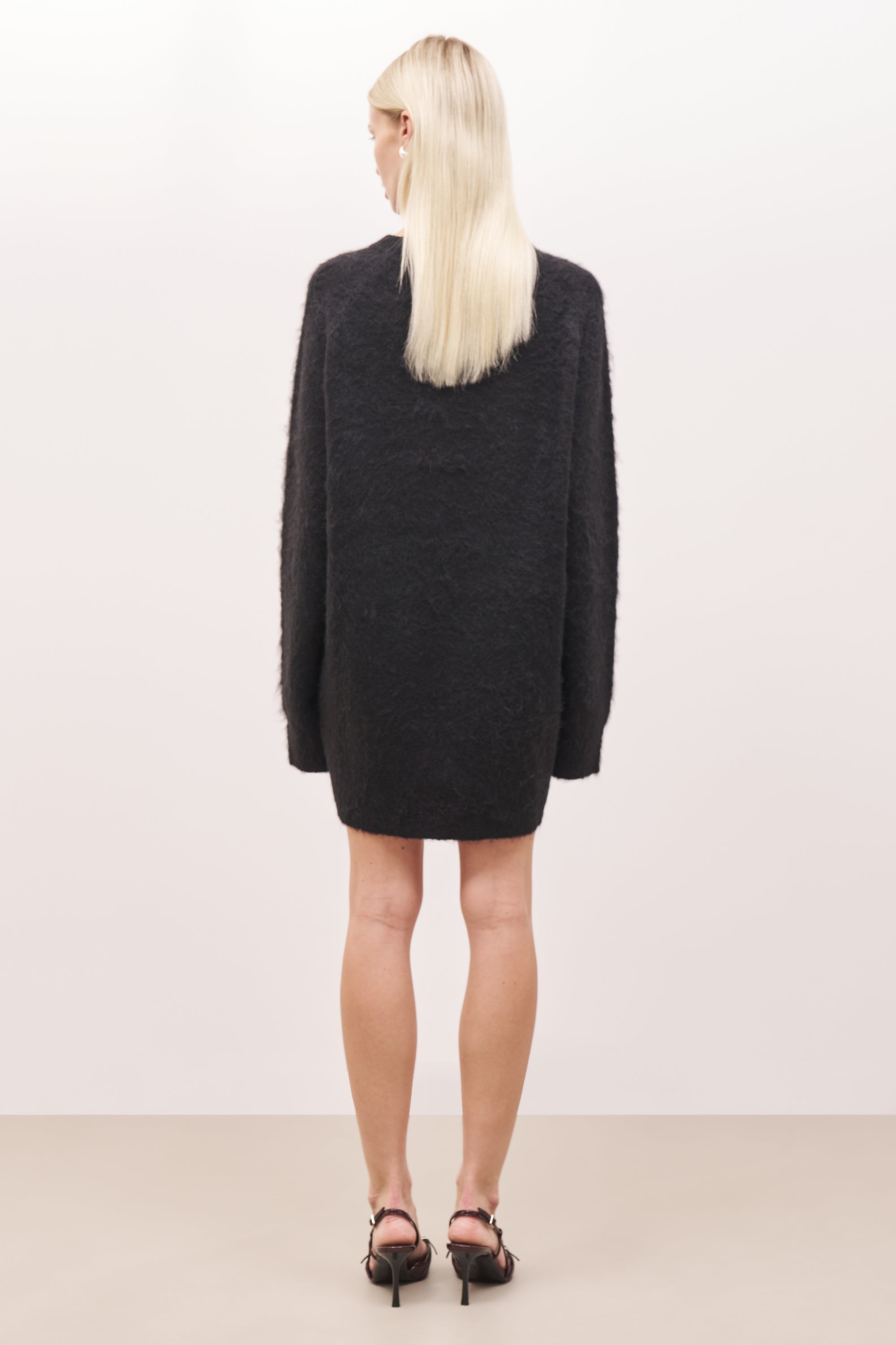 Soft Brushed Crew Neck Jumper Dress - Black | BOA Soft Brushed Crew Neck Jumper Dress - Black | BOA