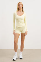 Base Sculpting Scoop Neck Long Sleeve Top - Buttermilk