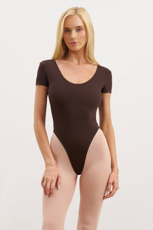 Base Sculpting Cross Back Bodysuit - Carob