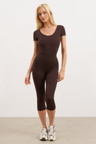 Base Sculpting Cross Back Bodysuit - Carob