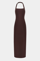 Tailored Halter Midi Dress - Carob