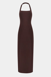 Tailored Halter Midi Dress - Carob