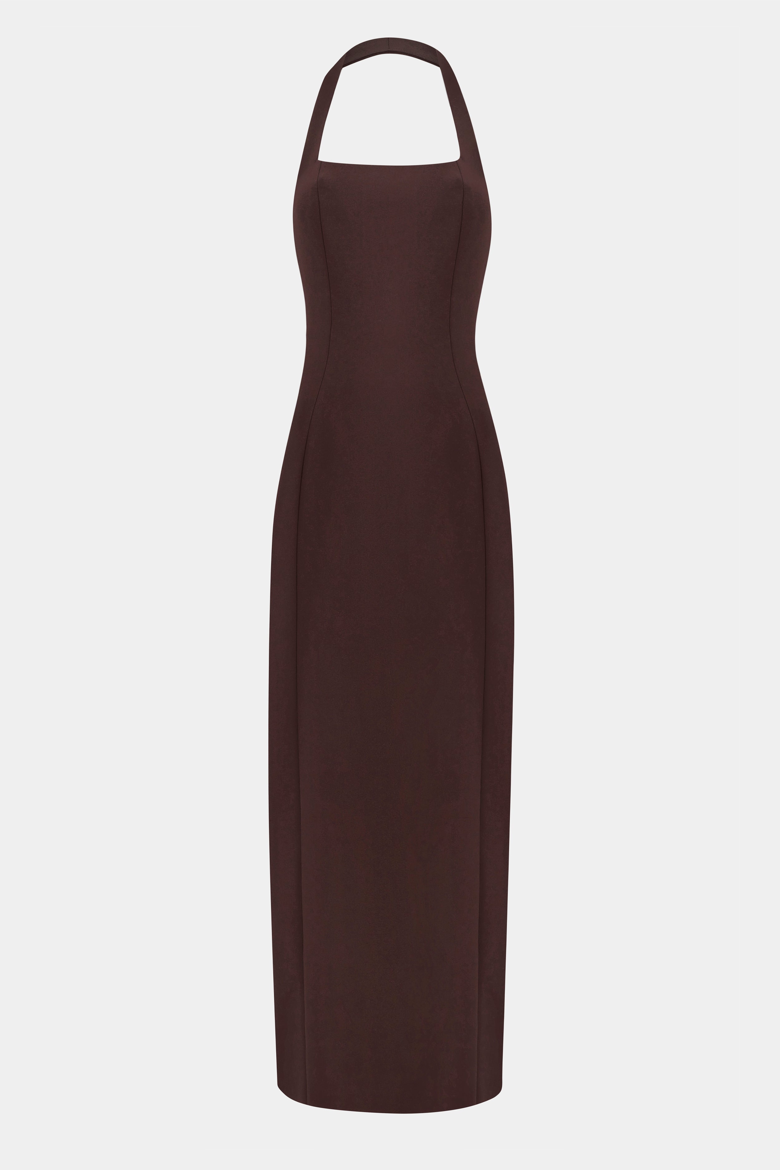 Tailored Halter Midi Dress - Carob
