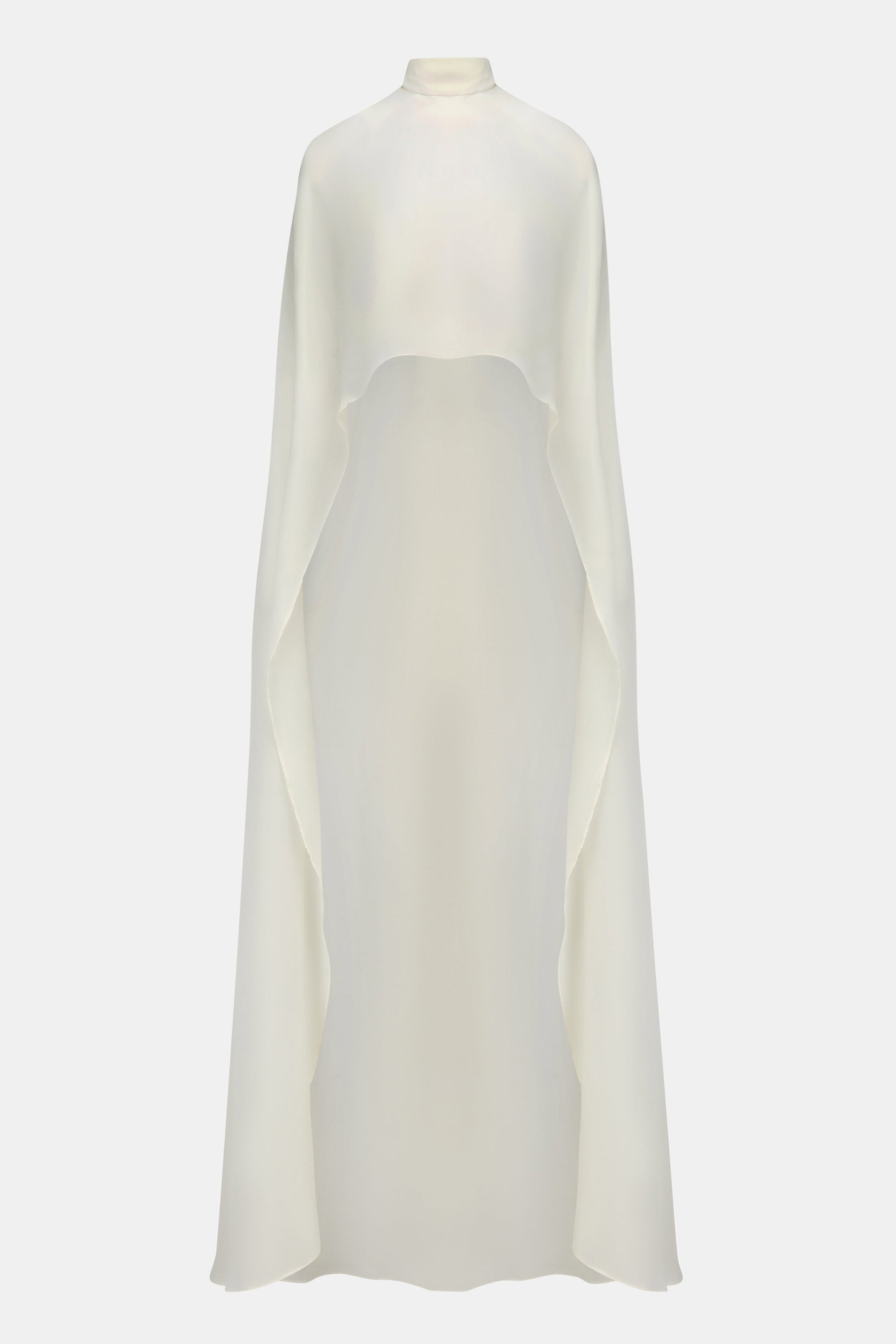 Sheer Chiffon High Neck Cape - Cream