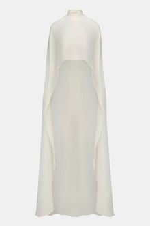 Sheer Chiffon High Neck Cape - Cream
