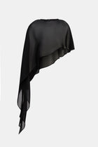 Sheer Chiffon Asymmetric Cape - Black