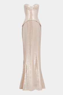 Sequin Corset Gown With Sweetheart Neckline - Blush
