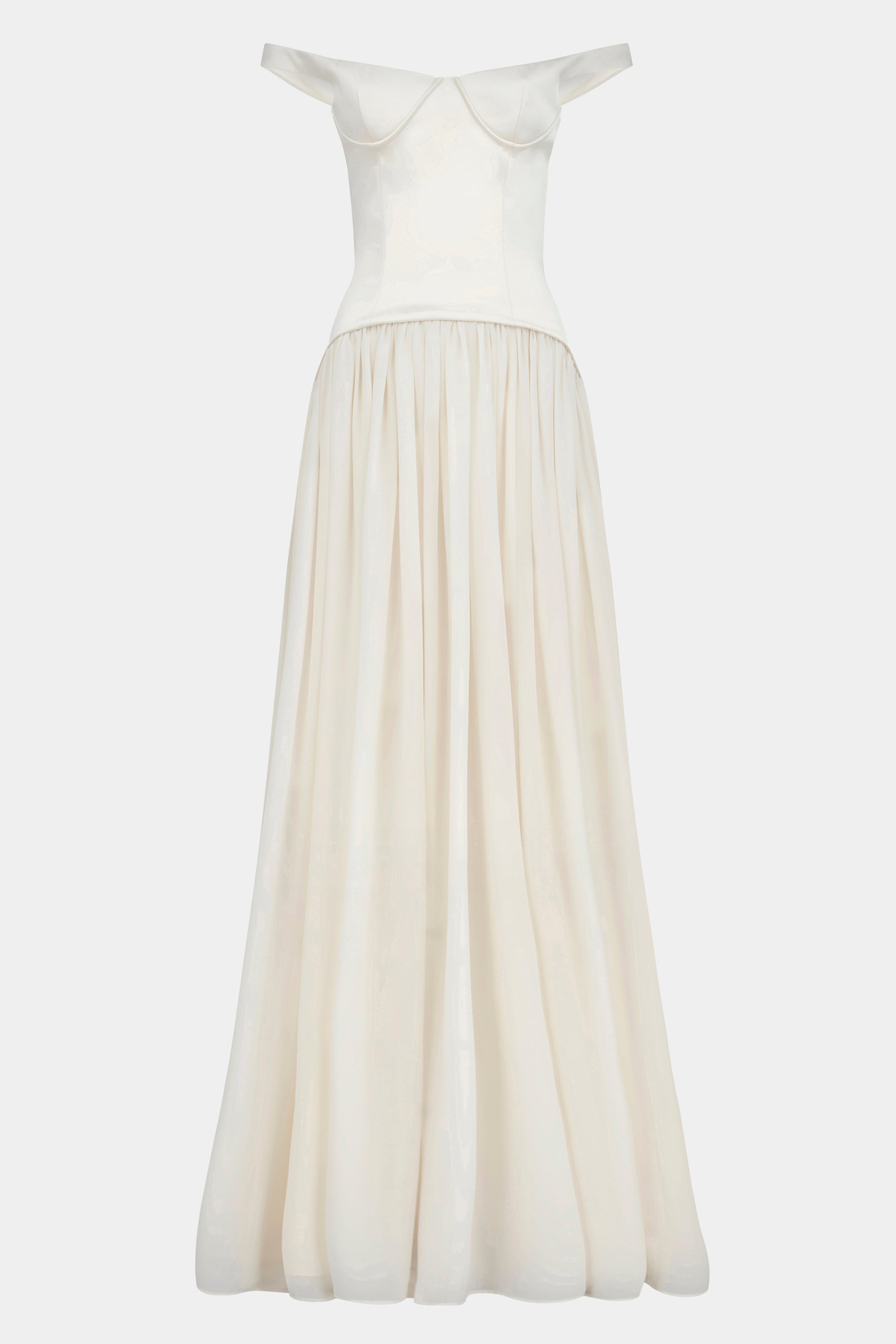 Satin Corset Off Shoulder Gown - Cream | BOA Satin Corset Off Shoulder Gown - Cream | BOA