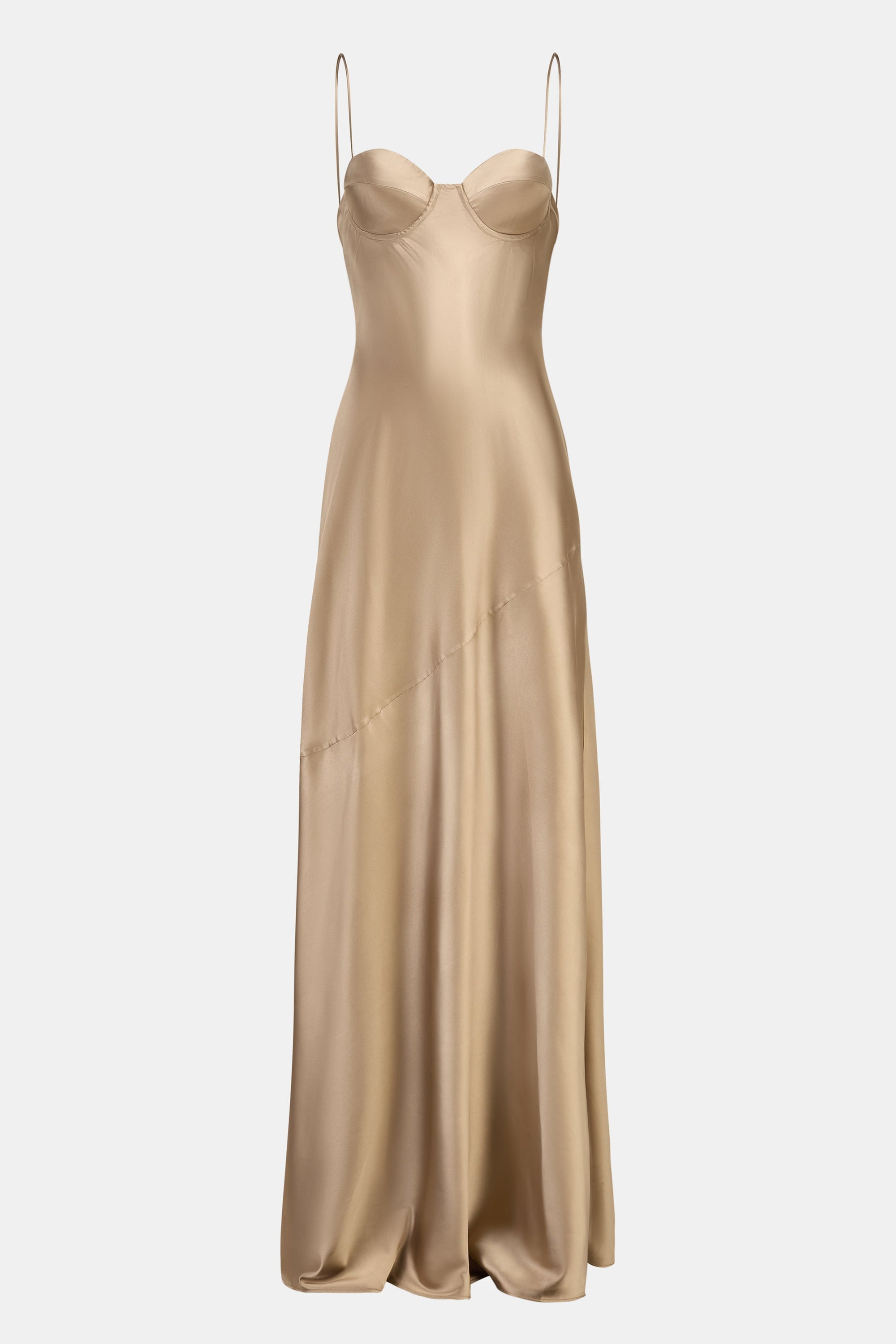 Satin Cup Detail Slip Dress - Bronze