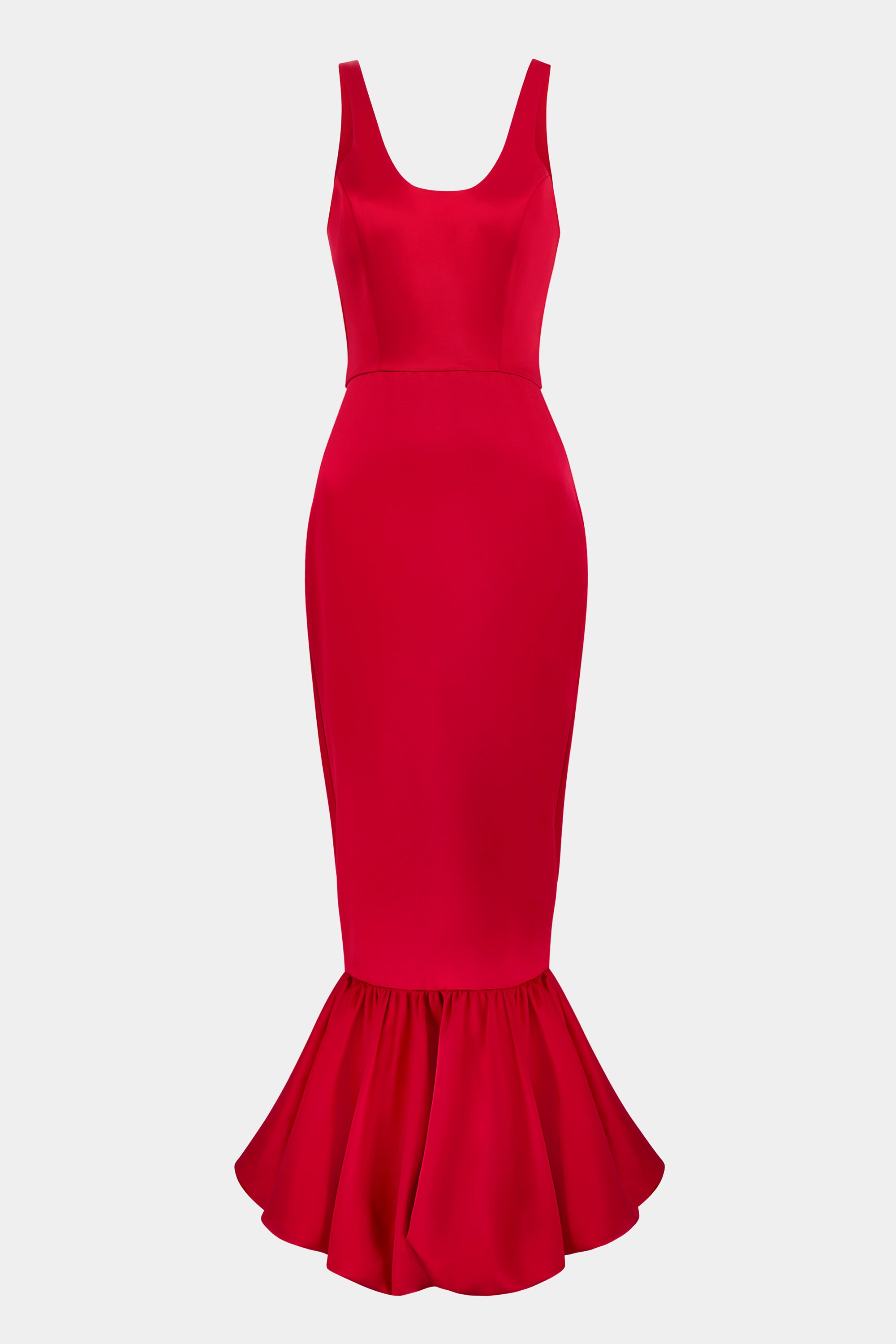 Satin Bubble Hem Midi Dress - Scarlet | BOA Satin Bubble Hem Midi Dress - Scarlet | BOA