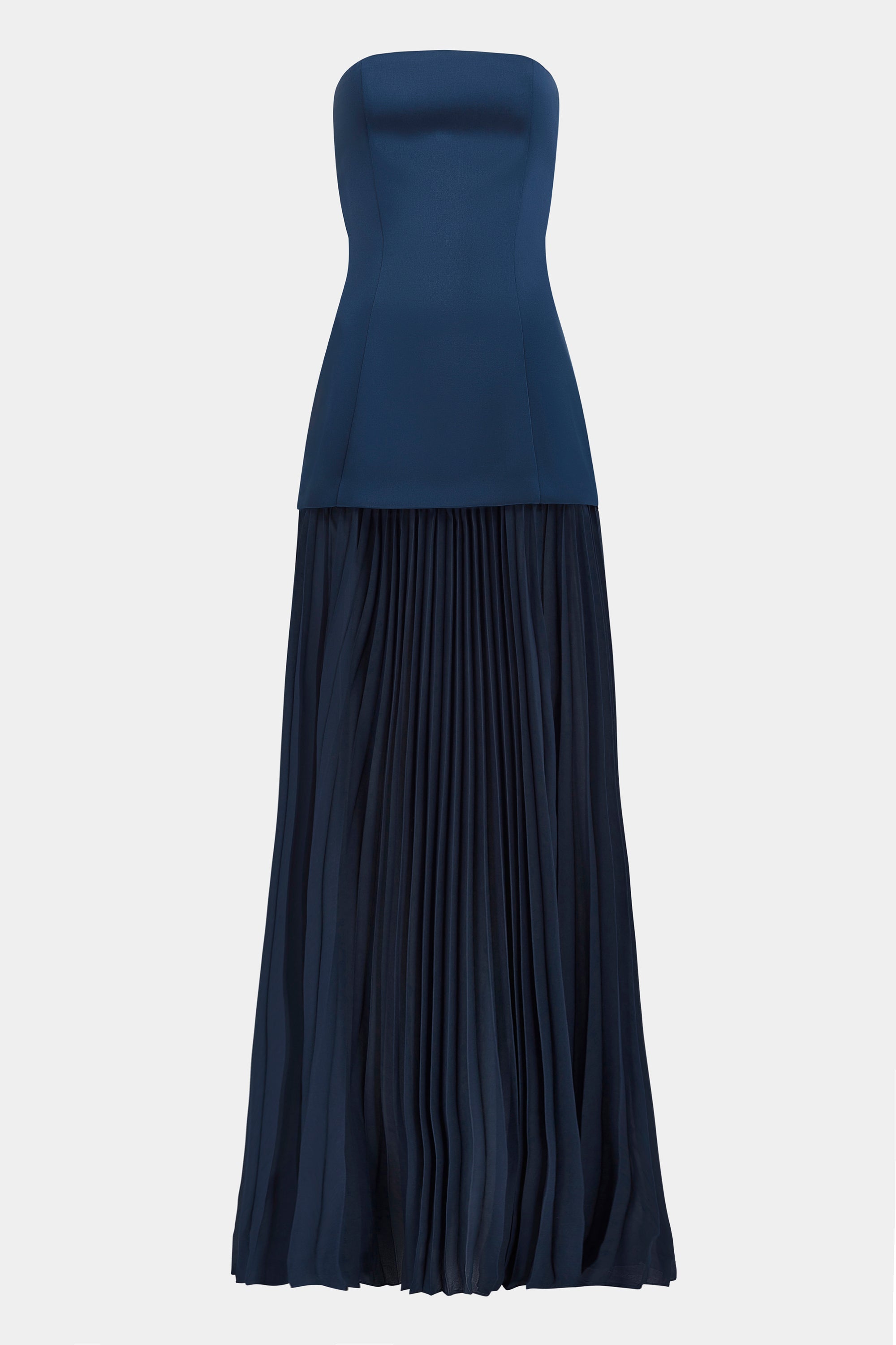 Satin Structured Bodice Gown - Navy | BOA Satin Structured Bodice Gown - Navy | BOA
