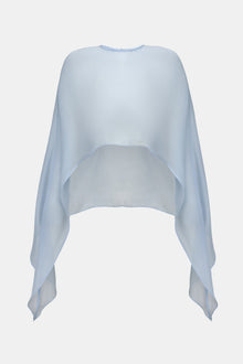 Sheer Chiffon Curved Hem Cape - Powder Blue