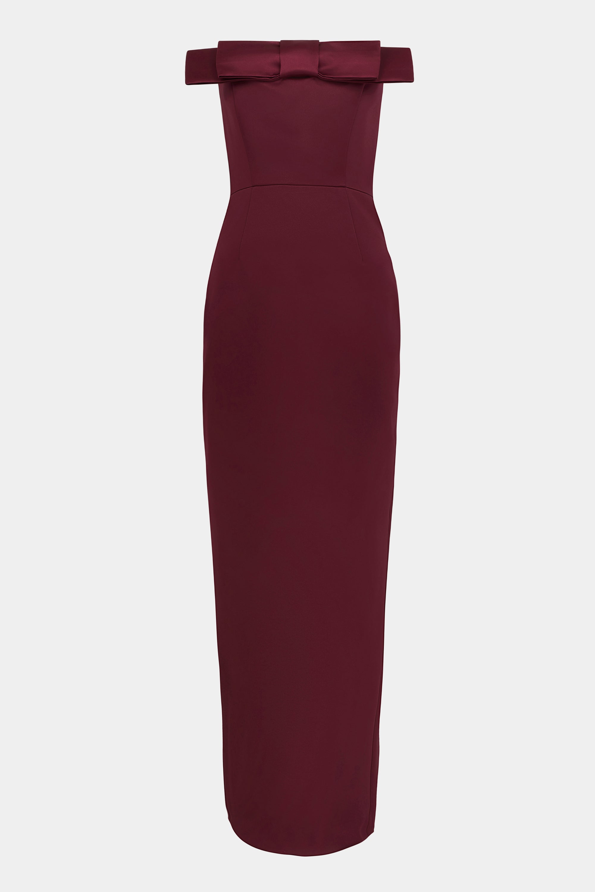 Satin Column Maxi Dress with Bow Detail - Mulberry | BOA Satin Column Maxi Dress with Bow Detail - Mulberry | BOA