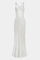 Crushed Satin Cross Back Gown - Chrome