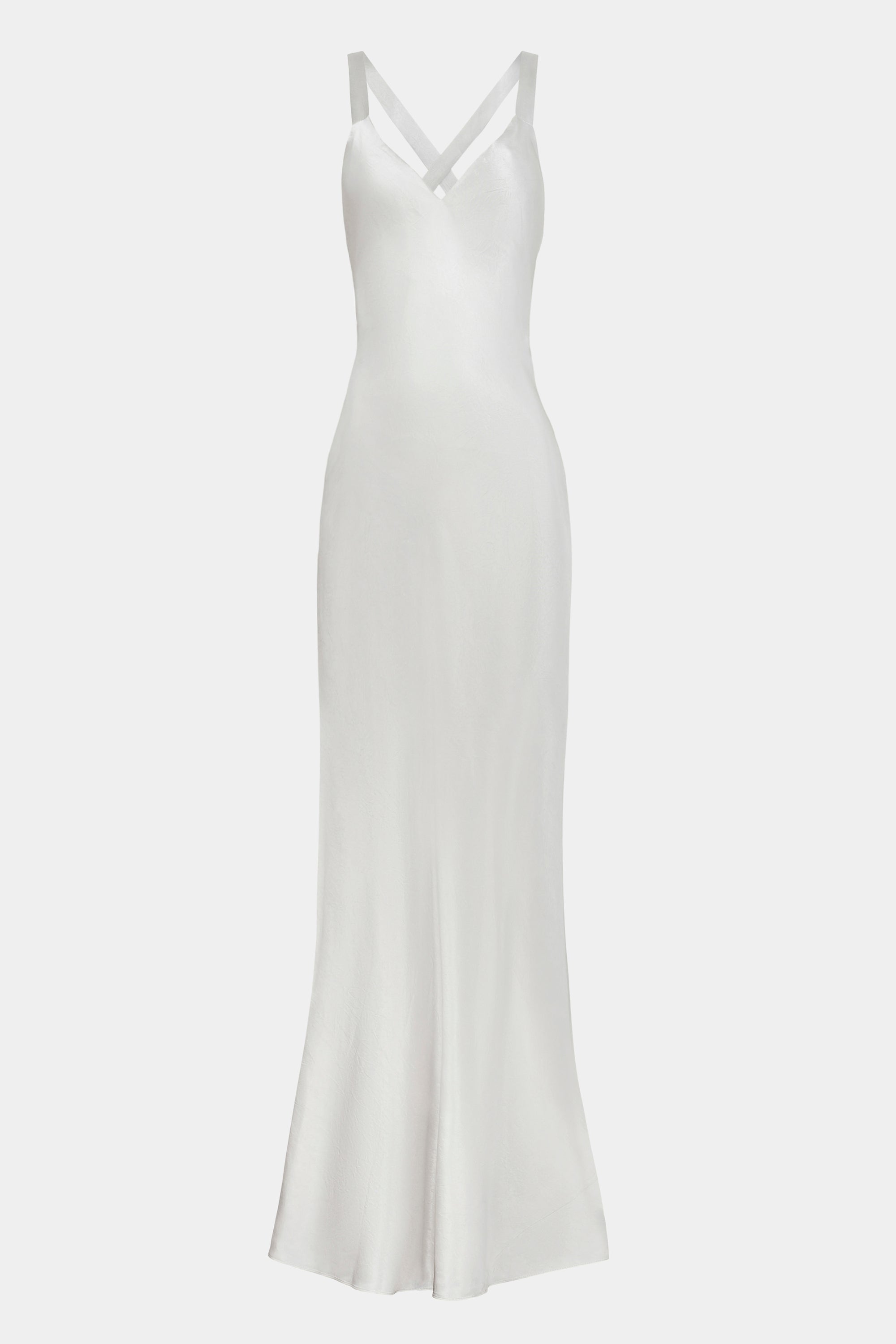 Crushed Satin Cross Back Gown - Chrome