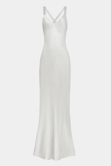Crushed Satin Cross Back Gown - Chrome