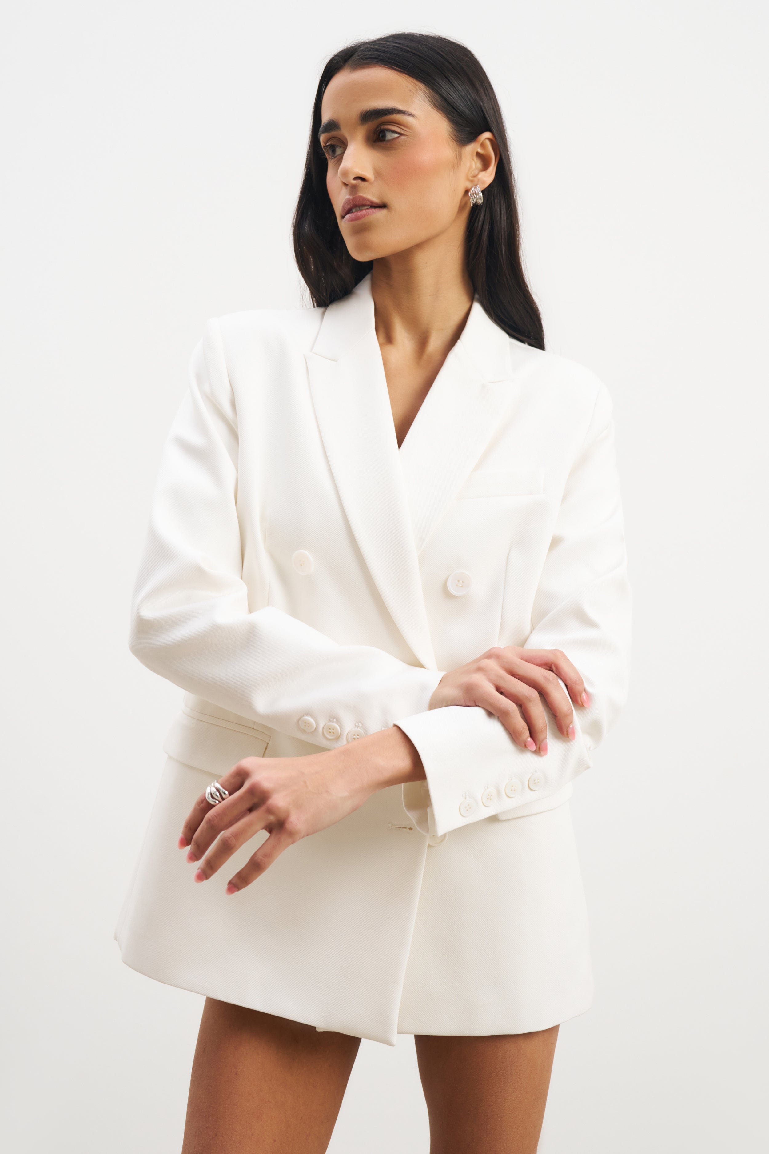 レクト RECTO SOFIA DOUBLE BREASTED TAILORED JACKET CREAM RECTO | Sofia Double Breasted Cotton Blazer | Women | Lane