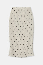 Satin Jacquard Polka Dot Midi Skirt - Cream Polka Dot