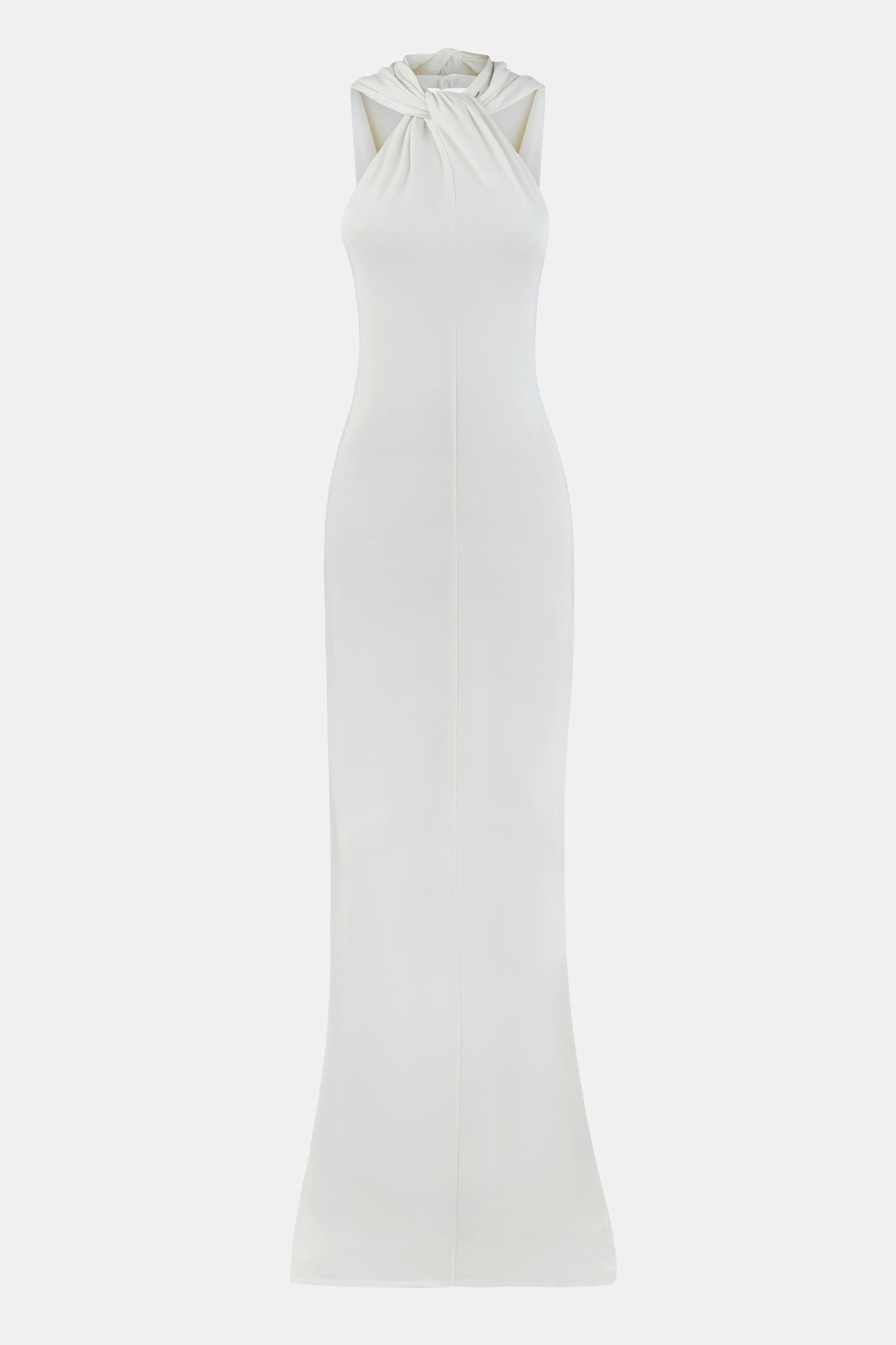 Hooded Halterneck Maxi Dress - White