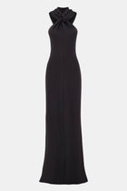 Hooded Halterneck Maxi Dress - Black