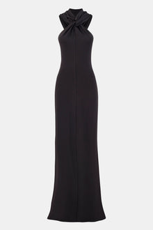 Hooded Halterneck Maxi Dress - Black