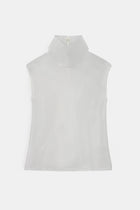 Sheer Organza Funnel Neck Blouse - Cream