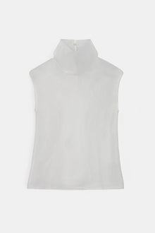 Sheer Organza Funnel Neck Blouse - Cream