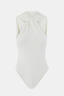 Hooded Halterneck Bodysuit - White