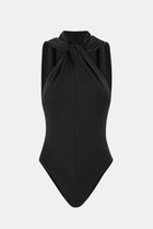 Hooded Halterneck Bodysuit - Black